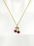 Gold Red Cherry Charm Necklace Foodie Gifts, Personalized Customized Gifts, N5274