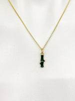 Gold Green Bamboo Stick Charm Necklace Good Luck Gifts, Personalized Customized Gifts, N5276
