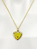 Gold Sweet Yellow Heart Locket Charm Necklace Birthday Teen Girl Gifts, Personalized Customized Gifts, N5278A