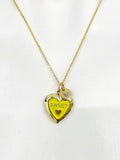 Gold Sweet Yellow Heart Locket Charm Necklace Birthday Teen Girl Gifts, Personalized Customized Gifts, N5278A