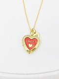 Gold Sweet Red Heart Locket Charm Necklace Birthday Teen Girl Gifts, Personalized Customized Gifts, N5278D