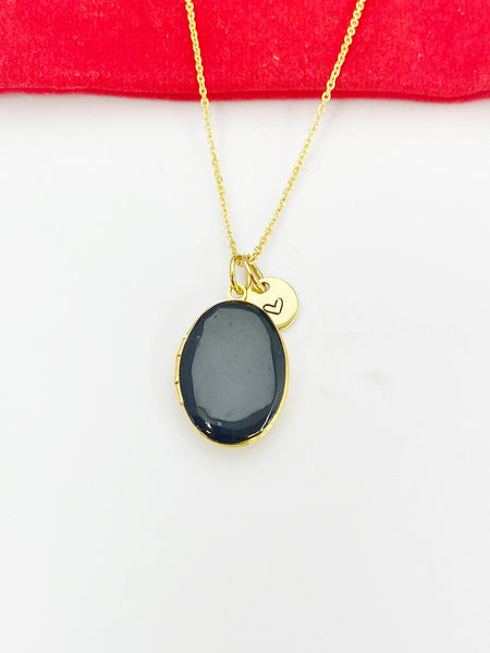 Gold Oval Small Locket Charm Necklace Birthday Teen Girl Gifts, Personalized Customized Gifts, N5279C