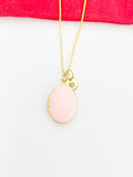 Gold Oval Small Pink Locket Charm Necklace Birthday Teen Girl Gifts, Personalized Customized Gifts, N5279D