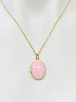 Gold Oval Small Pink Locket Charm Necklace Birthday Teen Girl Gifts, Personalized Customized Gifts, N5279D