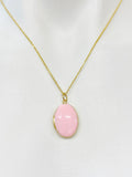 Gold Oval Small Pink Locket Charm Necklace Birthday Teen Girl Gifts, Personalized Customized Gifts, N5279D