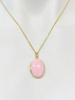 Gold Oval Small Pink Locket Charm Necklace Birthday Teen Girl Gifts, Personalized Customized Gifts, N5279D