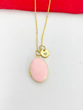 Gold Oval Small Pink Locket Charm Necklace Birthday Teen Girl Gifts, Personalized Customized Gifts, N5279D