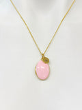Gold Oval Small Pink Locket Charm Necklace Birthday Teen Girl Gifts, Personalized Customized Gifts, N5279D