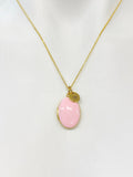 Gold Oval Small Pink Locket Charm Necklace Birthday Teen Girl Gifts, Personalized Customized Gifts, N5279D