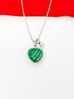 Heart Malachite Necklace Stainless Steel Gemstone Jewelry, Birthday Gifts, Personalized Customized Gifts, N5233
