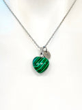 Heart Malachite Necklace Stainless Steel Gemstone Jewelry, Birthday Gifts, Personalized Customized Gifts, N5233