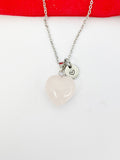 Rose Quartz Necklace Stainless Steel Natural Gemstone Jewelry, Birthday Gifts, Personalized Customized Gifts, N5235