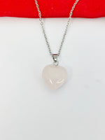 Rose Quartz Necklace Stainless Steel Natural Gemstone Jewelry, Birthday Gifts, Personalized Customized Gifts, N5235