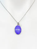 Silver Oval Small Purple Locket Charm Necklace, Birthday Teen Girl Gifts, Personalized Customized Gifts, N5279G