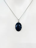Silver Black Locket Charm Necklace, Personalized Initial Gift, N5279H