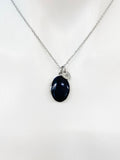 Silver Black Locket Charm Necklace, Personalized Initial Gift, N5279H