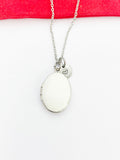 Silver Oval Small White Locket Charm Necklace Birthday Teen Girl Gifts, Personalized Customized Gifts, N5279I