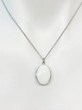 Silver Oval Small White Locket Charm Necklace Birthday Teen Girl Gifts, Personalized Customized Gifts, N5279I