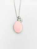 Silver Oval Small Pink Locket Charm Necklace Birthday Teen Girl Gifts, Personalized Customized Gifts, N5279J