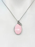 Silver Oval Small Pink Locket Charm Necklace Birthday Teen Girl Gifts, Personalized Customized Gifts, N5279J