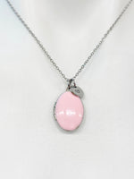 Silver Oval Small Pink Locket Charm Necklace Birthday Teen Girl Gifts, Personalized Customized Gifts, N5279J