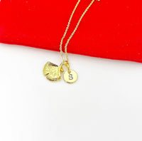 Gold Ginkgo Leaf Charm Necklace Personalized Customized Gifts, N61A