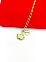 Gold Ginkgo Leaf Charm Necklace Personalized Customized Gifts, N61A