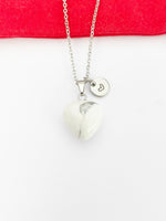 Natural Howlite Heart Pendants Necklace Gemstone Jewelry, Birthday Gifts, Personalized Customized Gifts, N5249