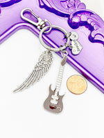 Brother Guitar Guardian Angel Wing Keychain Personalized Customized Jewelry Gifts, N4465A