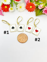 Black Ace of Spades Earrings Ace of Heart Earrings, Birthday Gift, N3214B