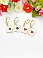 Black Ace of Spades Earrings Ace of Heart Earrings, Birthday Gift, N3214B