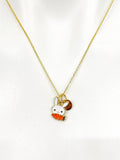 Gold Cute Bunny Rabbit with Orange Carrot Charm Necklace Birthday Gifts, Personalized Customized Gifts, N5254