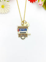 Gold Noodle Stall Charm Necklace Birthday Gifts, Personalized Customized Gifts, N5255