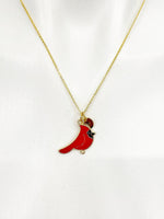 Gold Red Cardinal Charm Necklace Birthday Gifts, Personalized Customized Gifts, N5257