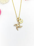 Gold Pinwheel Charm Necklace Birthday Gifts, Personalized Customized Gifts, N5260