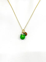 Gold Green Lemon Lime Charm Necklace Fruits Foodie Jewelry Gift, Birthday Gifts, Personalized Customized Gifts, N5266