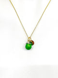 Gold Green Lemon Lime Charm Necklace Fruits Foodie Jewelry Gift, Birthday Gifts, Personalized Customized Gifts, N5266