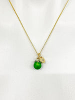 Gold Green Lemon Lime Charm Necklace Fruits Foodie Jewelry Gift, Birthday Gifts, Personalized Customized Gifts, N5266