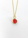 Gold Red Watermelon Charm Necklace Summer Fruit Foodie Jewelry Gift, Birthday Gifts, Personalized Customized Gifts, N5268