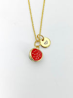 Gold Red Watermelon Charm Necklace Summer Fruit Foodie Jewelry Gift, Birthday Gifts, Personalized Customized Gifts, N5268