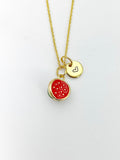 Gold Red Watermelon Charm Necklace Summer Fruit Foodie Jewelry Gift, Birthday Gifts, Personalized Customized Gifts, N5268