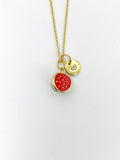 Gold Red Watermelon Charm Necklace Summer Fruit Foodie Jewelry Gift, Birthday Gifts, Personalized Customized Gifts, N5268