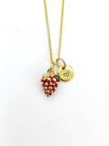 Gold Raspberry Charm Necklace Fruit Foodie Birthday Gifts Idea, Personalized Customized Jewelry, N5269