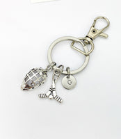 Silver Hockey Keychain Hockey Goalie Gifts, Personalized Customized Jewelry Gifts, N156A