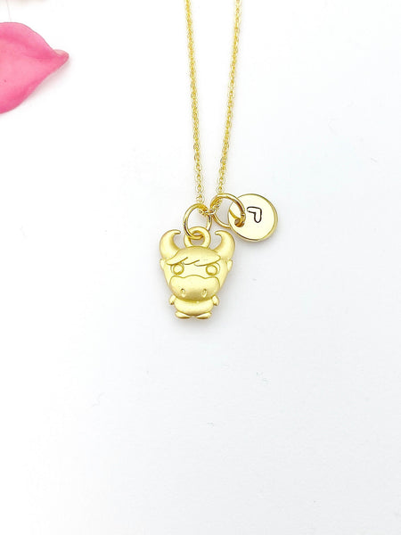 Gold Cute Cow Charm Necklace  Birthday Teen Girl Gifts, Personalized Customized Gifts, N5287