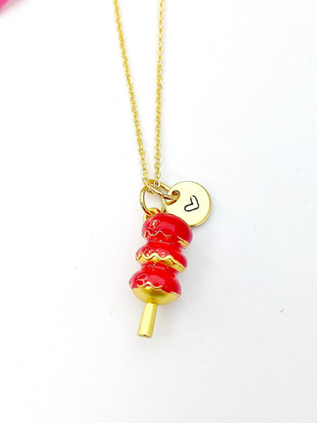 Gold Red Sugar Coated Haws Tanghulu Charm Necklace Birthday Teen Girl Gifts, Personalized Customized Gifts, N5290