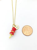 Gold Red Sugar Coated Haws Tanghulu Charm Necklace Birthday Teen Girl Gifts, Personalized Customized Gifts, N5290