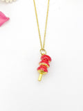 Gold Red Sugar Coated Haws Tanghulu Charm Necklace Birthday Teen Girl Gifts, Personalized Customized Gifts, N5290