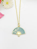 Gold Folding Fan Blossom Charm Necklace Birthday Teen Girl Gifts, Personalized Customized Gifts, N5291A