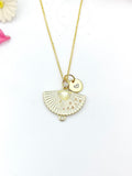 Gold Folding Fan Blossom Charm Necklace Birthday Teen Girl Gifts, Personalized Customized Gifts, N5291B